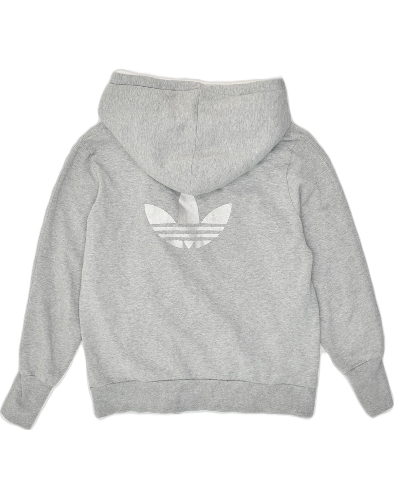 ADIDAS Womens Graphic Zip Hoodie Sweater UK 16 Large  Grey Cotton | Vintage Adidas | Thrift | Second-Hand Adidas | Used Clothing | Messina Hembry 