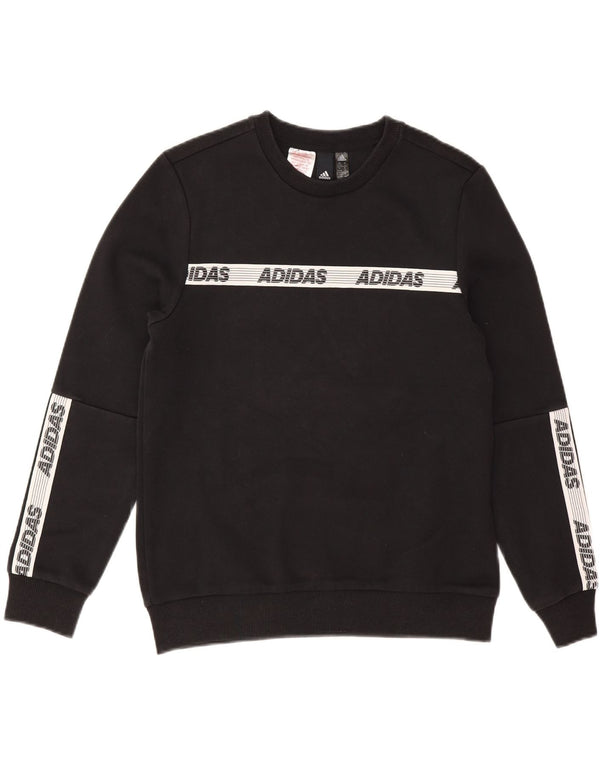 Adidas Boys Graphic Sweatshirt Jumper 13-14 Years Black Colourblock Cotton