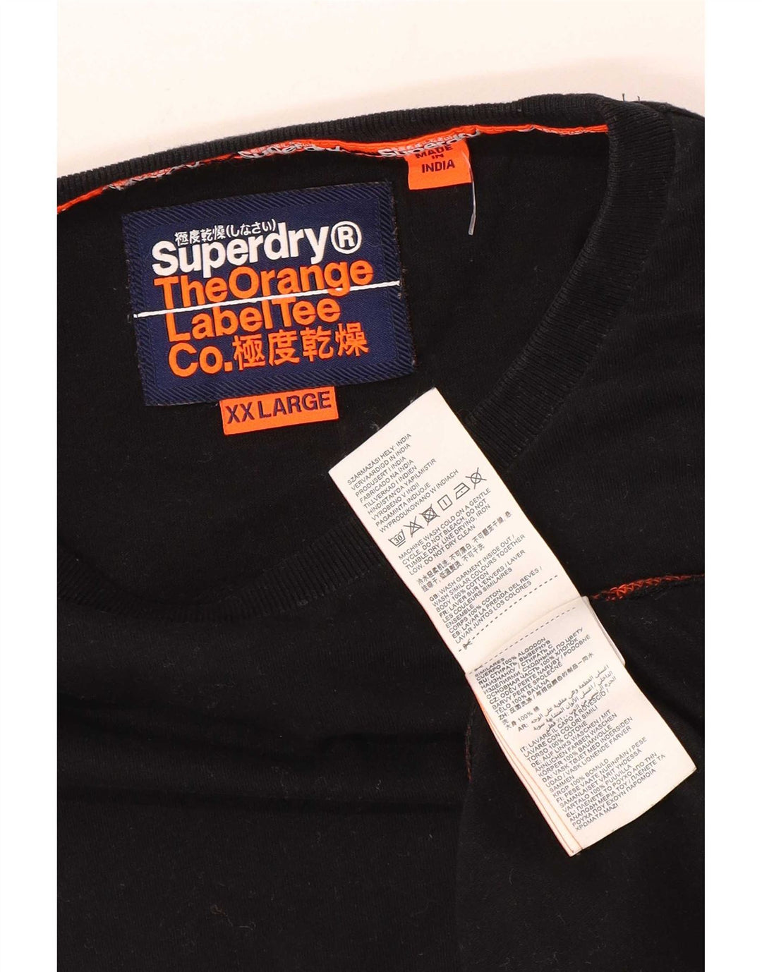 Superdry Mens Top Long Sleeve 2XL Black Cotton