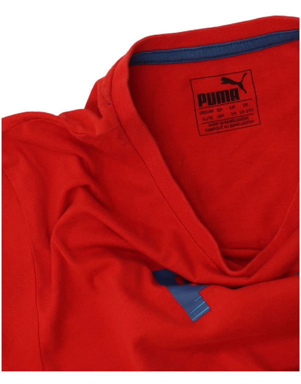 Puma Boys Graphic T-Shirt Top 13-14 Years Red Cotton