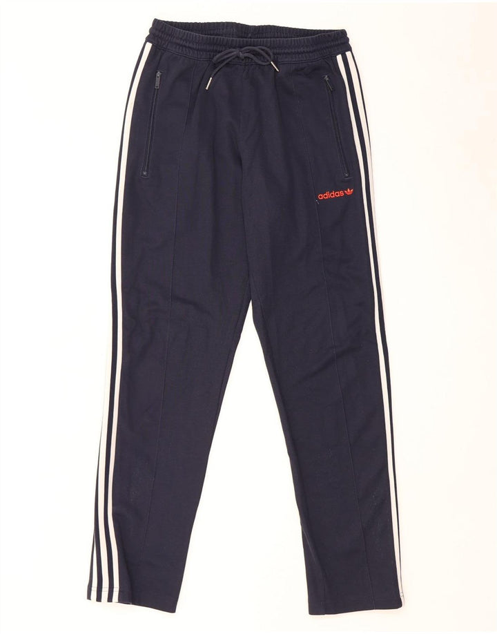 Adidas Womens Tracksuit Trousers UK 14 Medium Navy Blue Cotton