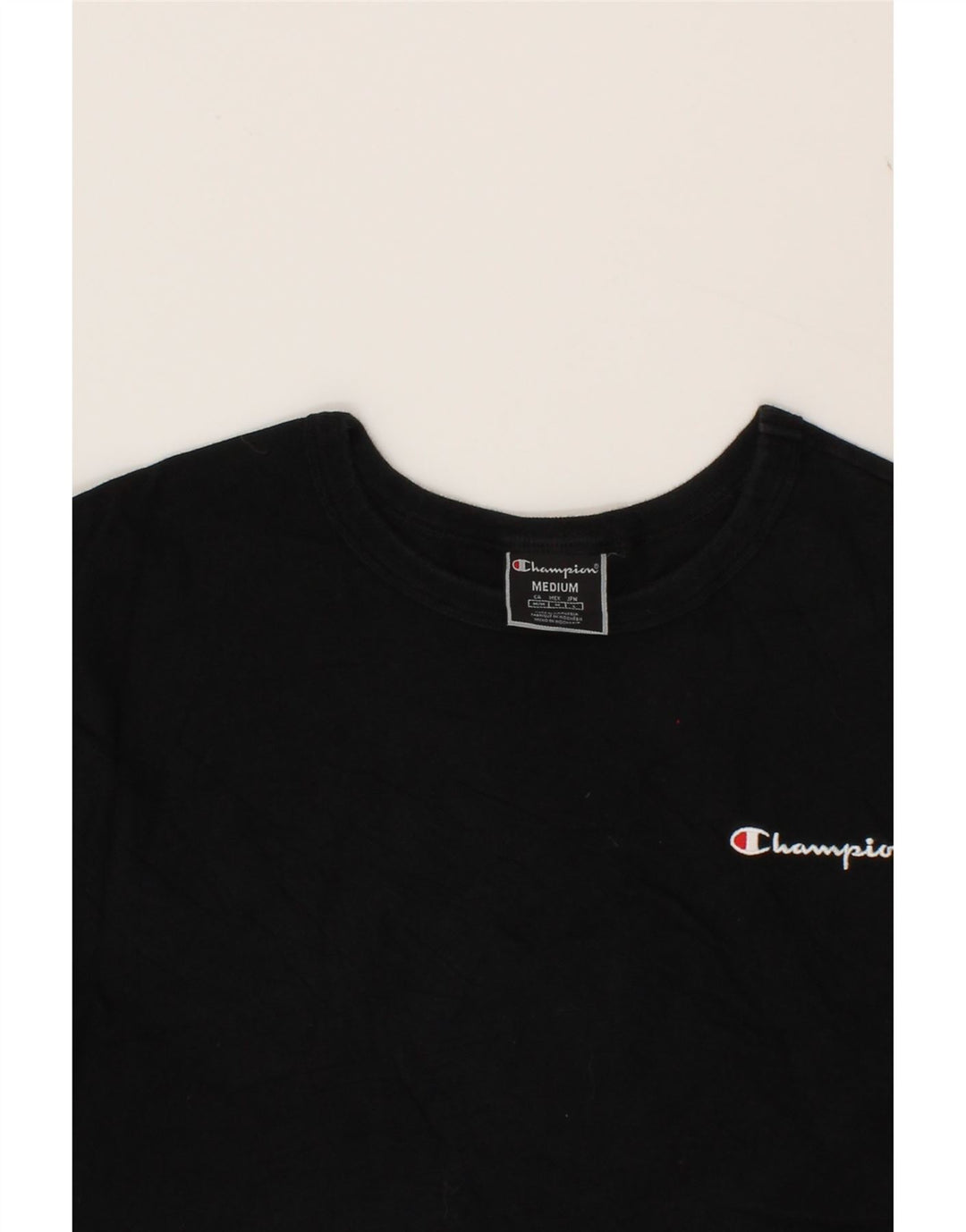 CHAMPION Womens Crop T-Shirt Top UK 14 Medium Black Cotton Vintage Champion and Second-Hand Champion from Messina Hembry 