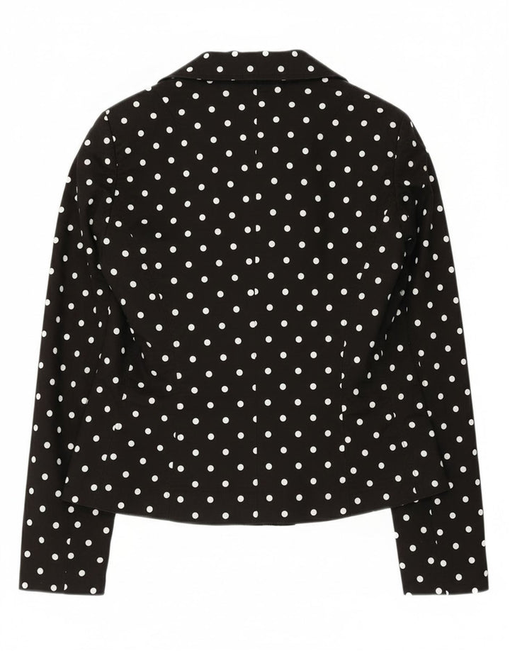 Phard Womens 2 Button Blazer Jacket UK 12 Medium Black Polka Dot Cotton