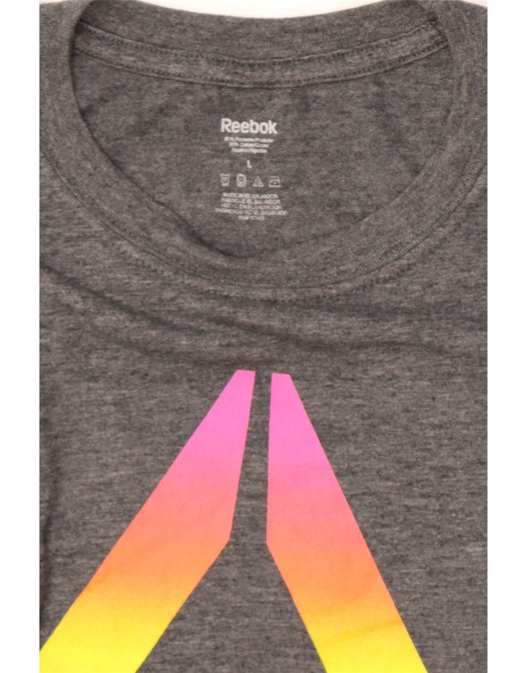 Reebok Mens Graphic T-Shirt Top Large Grey Polyester
