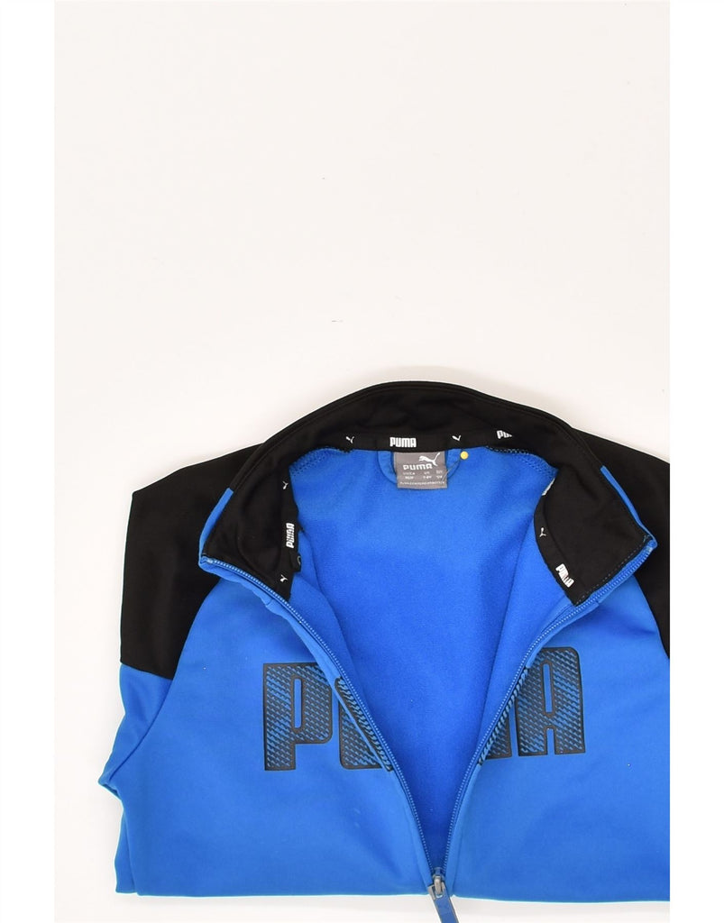 PUMA Boys Graphic Tracksuit Top Jacket 7-8 Years Blue Colourblock | Vintage Puma | Thrift | Second-Hand Puma | Used Clothing | Messina Hembry 