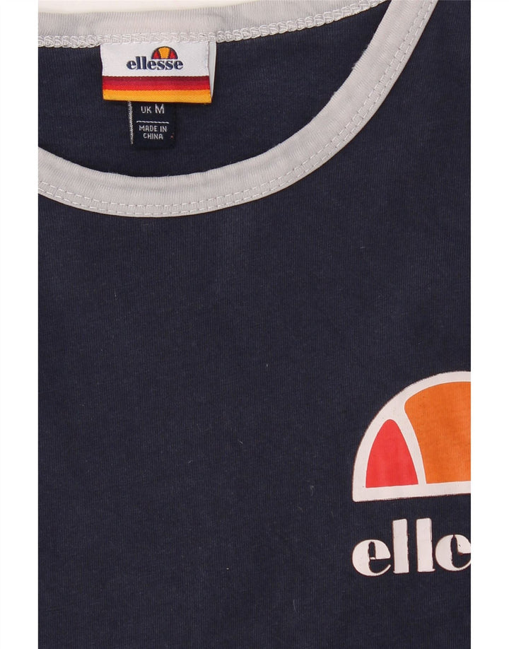 ELLESSE Womens T-Shirt Top Medium Navy Blue Cotton Sports