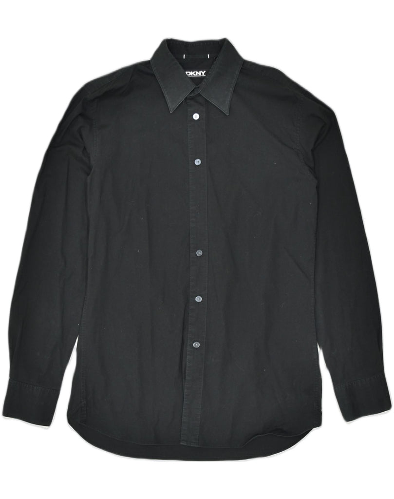 DKNY Mens Shirt Size 15 1/2 Medium Black Cotton | Vintage | Thrift | Second-Hand | Used Clothing | Messina Hembry 