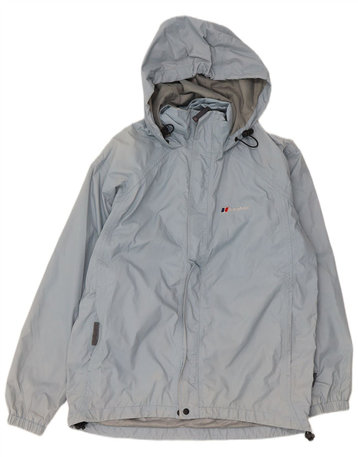 Berghaus Womens Hooded Oversized Rain Jacket UK 10 Small Blue Nylon