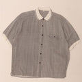 VINTAGE Mens Short Sleeve Shirt Medium Grey Spotted Vintage Vintage and Second-Hand Vintage from Messina Hembry 