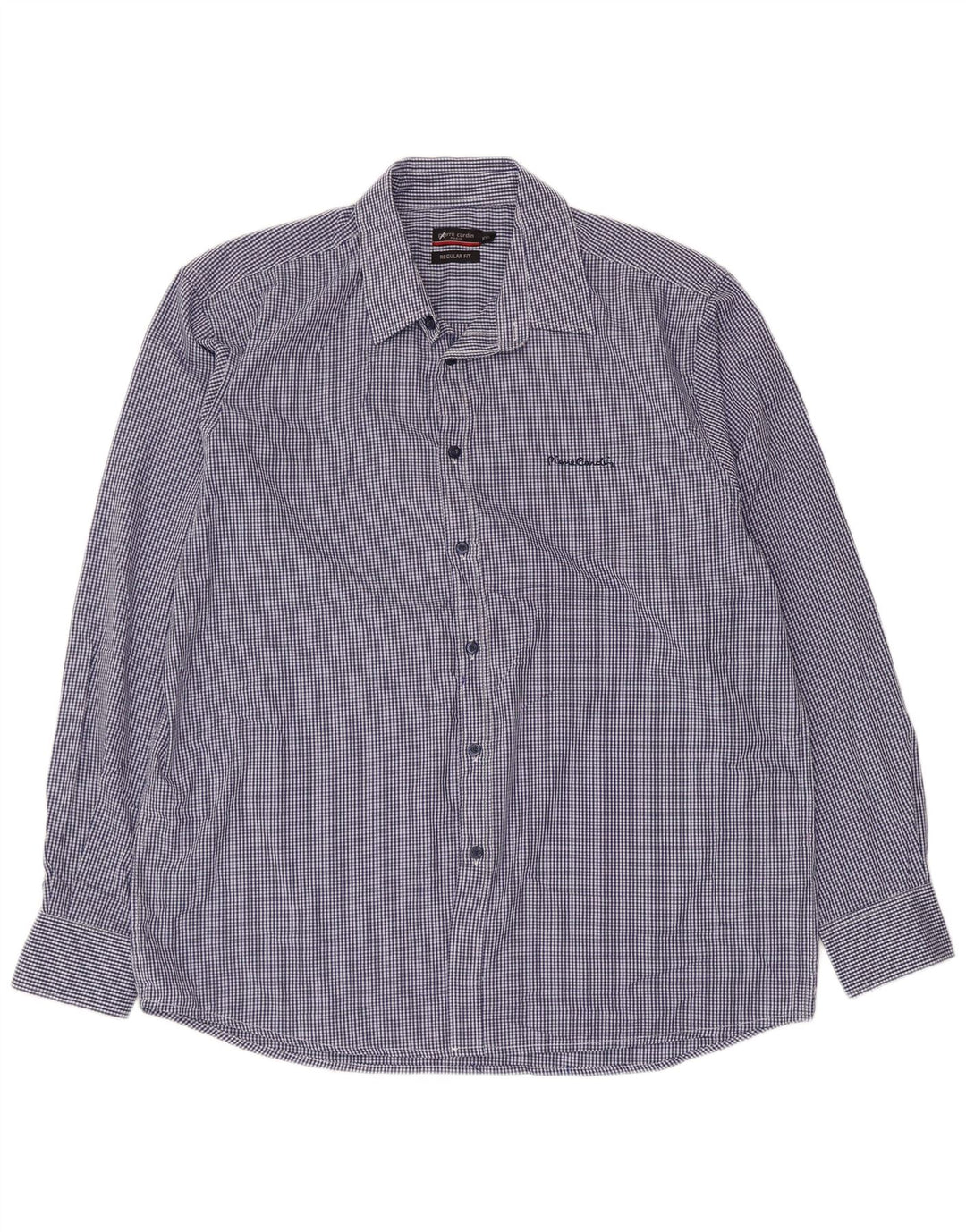PIERRE CARDIN Mens Regular Fit Shirt 2XL Blue Gingham Polyester