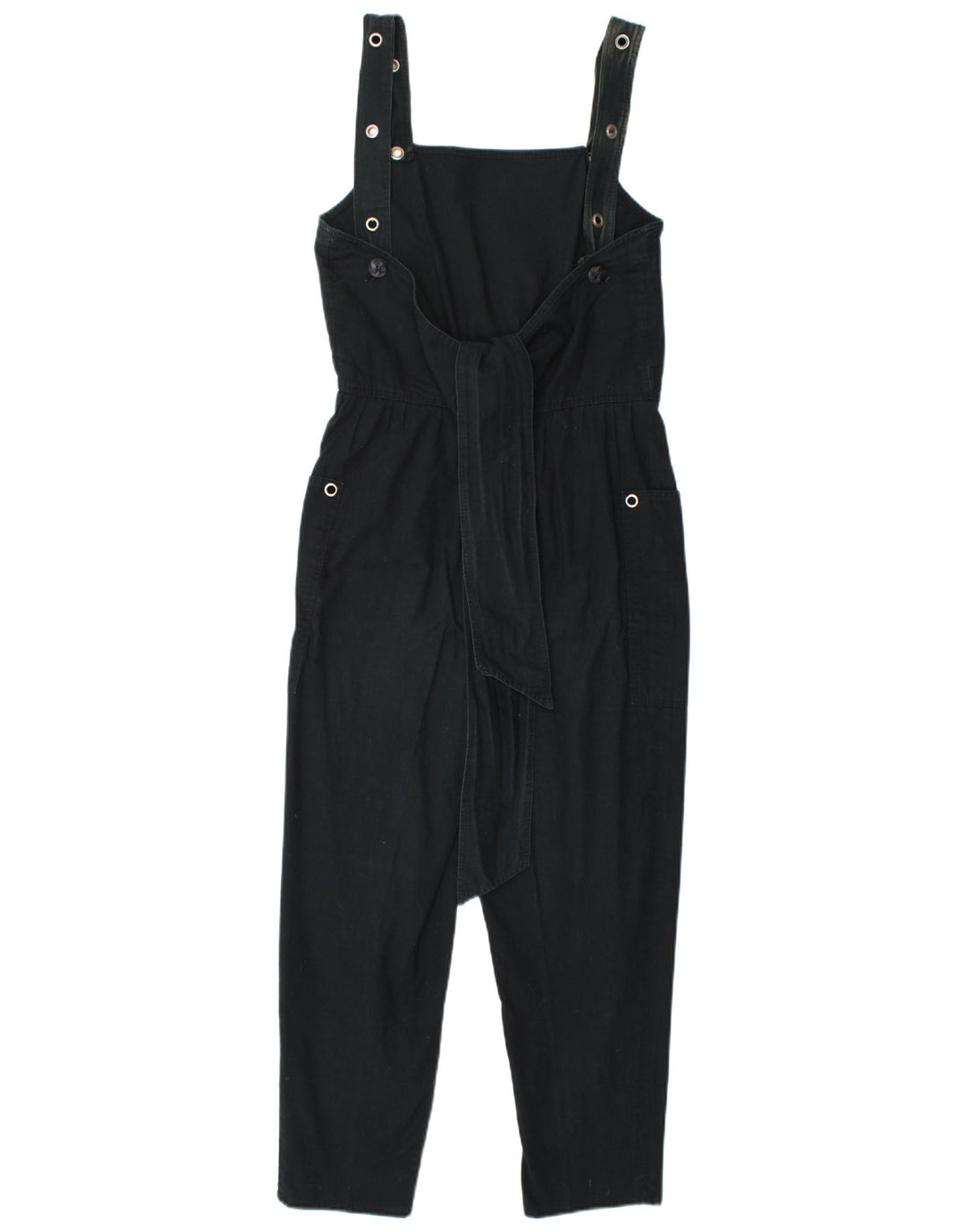 VINTAGE Womens Dungarees Trousers Small W26 L23 Black