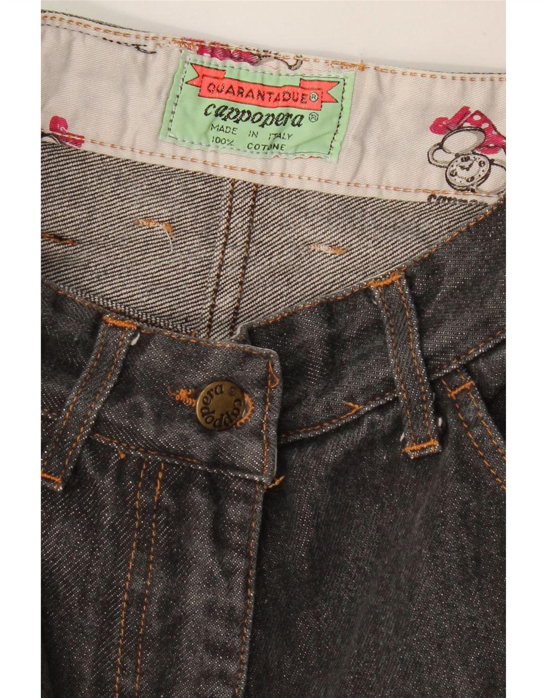 CAPPOPERA Womens High Rise Denim Shorts W26 Small Grey Cotton