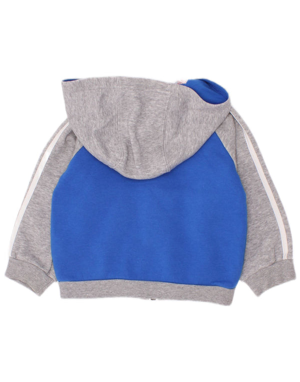 Adidas Baby Boys Zip Hoodie Sweater 6-9 Months Blue Colourblock Cotton