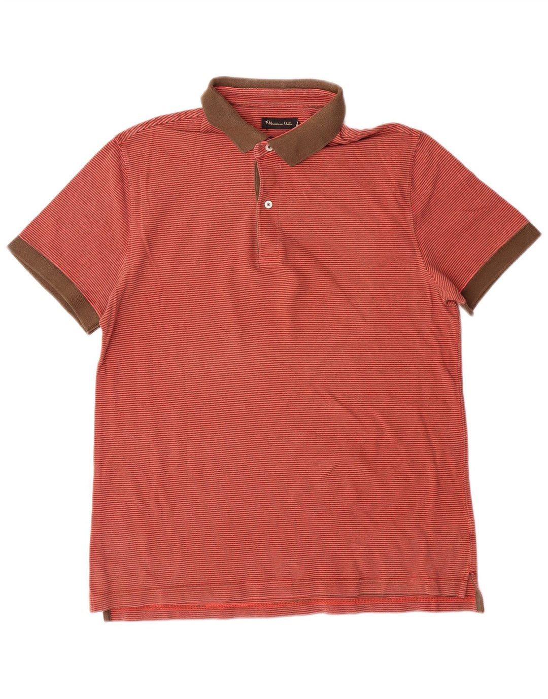 MASSIMO DUTTI Mens Regular Fit Polo Shirt XL Orange Pinstripe