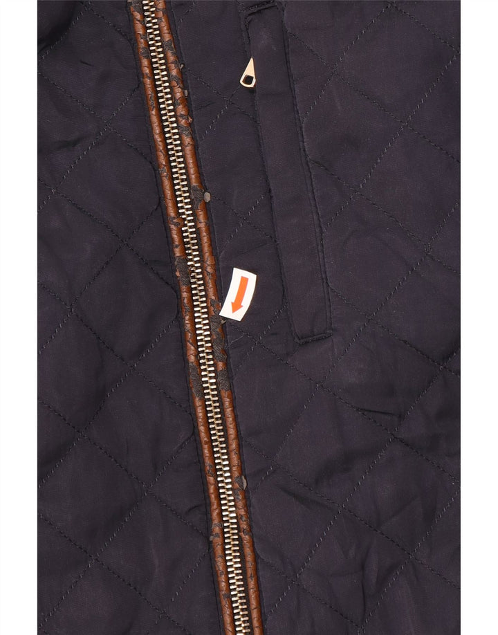 Zara Womens Quilted Jacket UK 6 XS Navy Blue