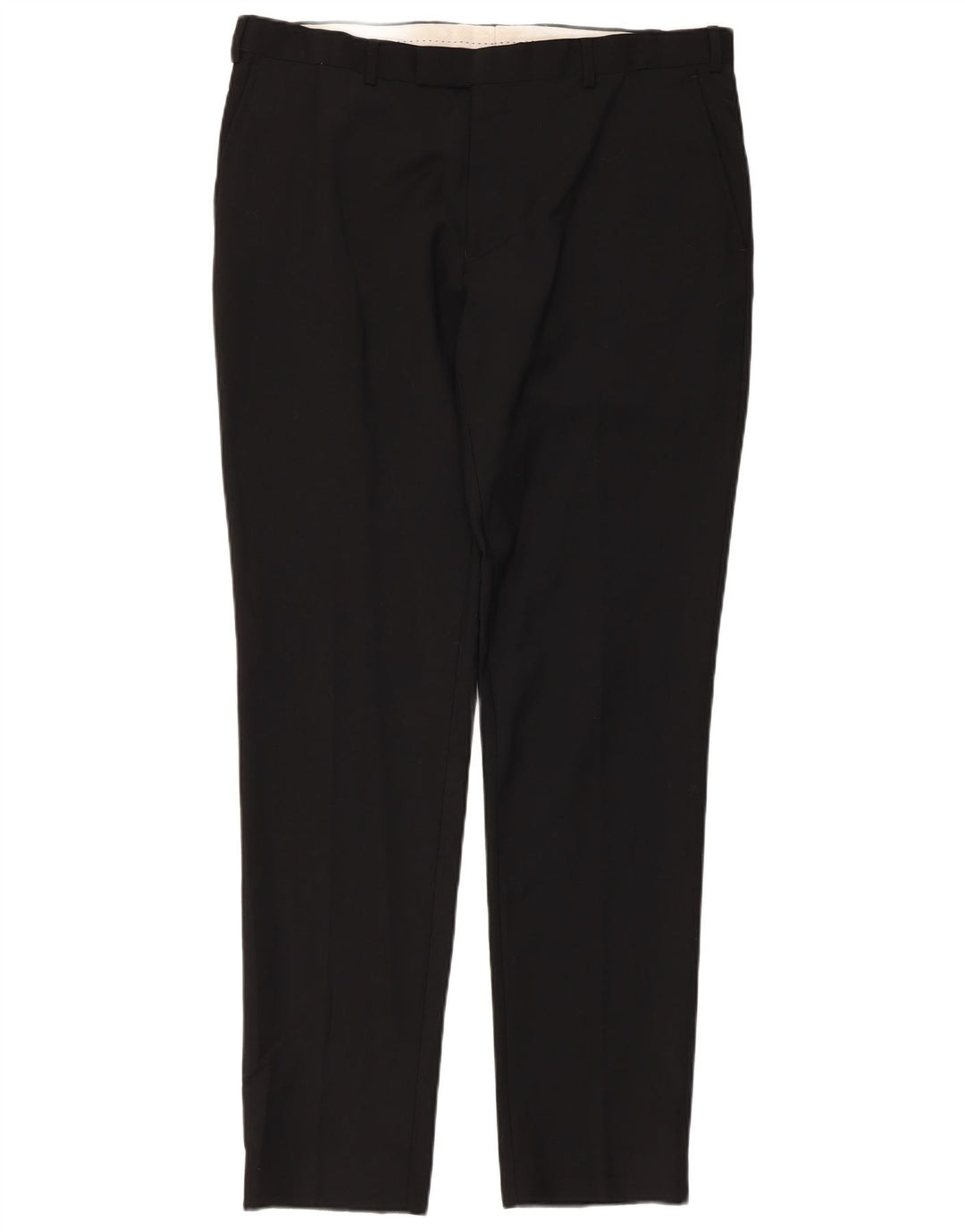 Dkny Mens Slim Fit Suit Trousers W36 L33 Black Wool