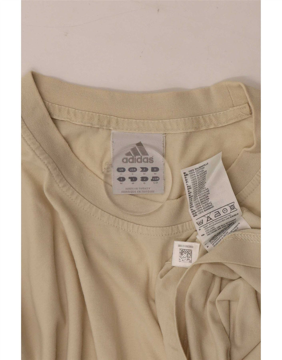Adidas Mens T-Shirt Top Medium Beige Cotton
