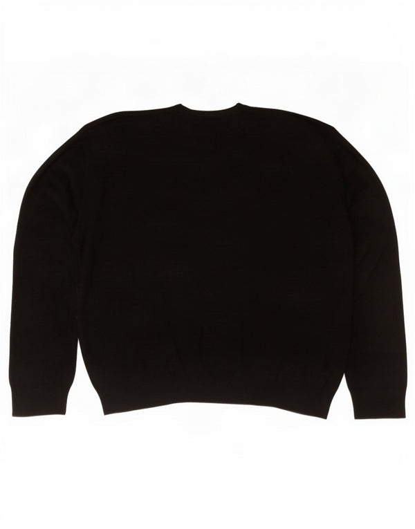 Marks & Spencer Mens Blue Harbour V-Neck Jumper Sweater XL Black Acrylic