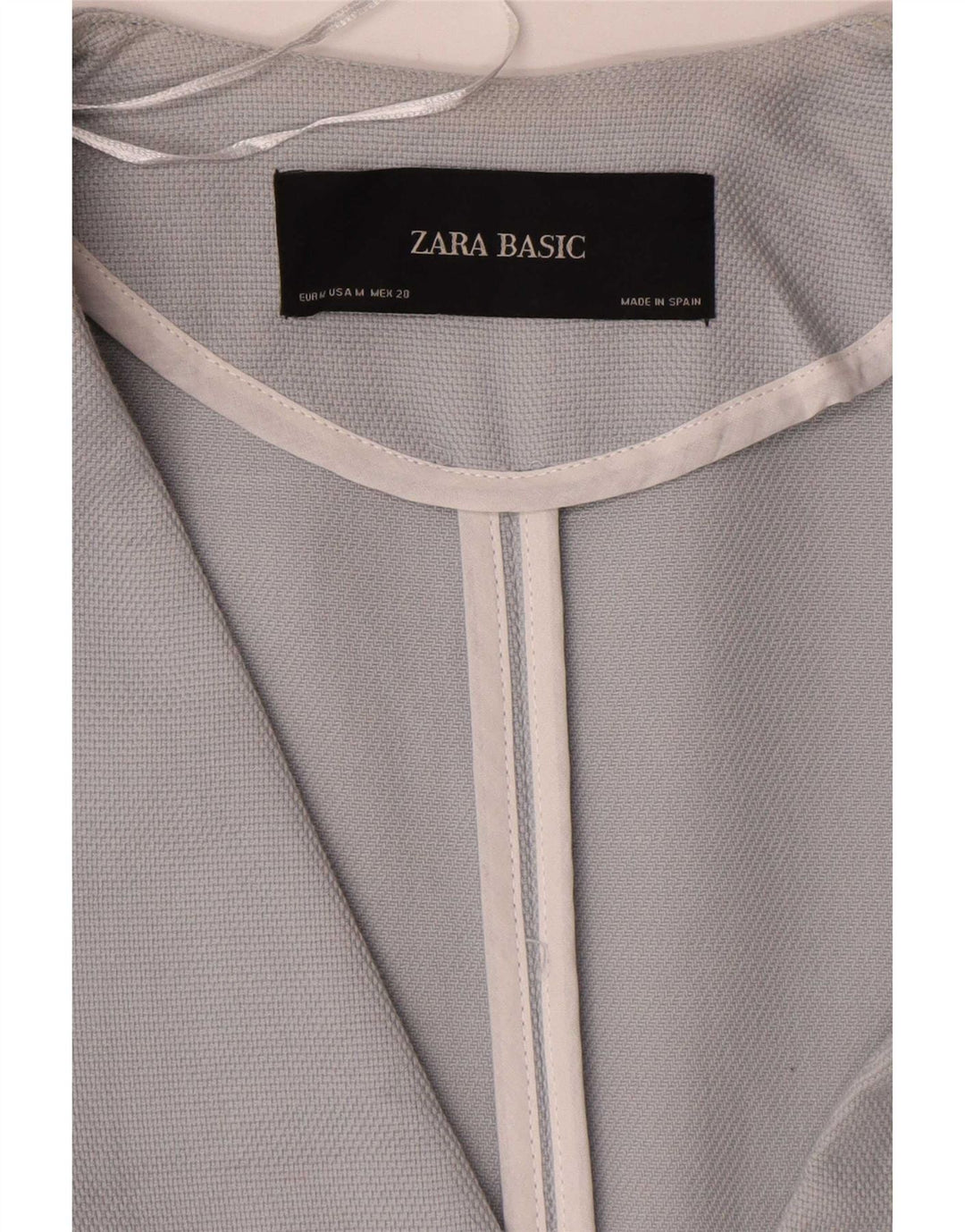 Zara Womens Longline 1 Button Blazer Jacket UK 14 Medium Blue Cotton