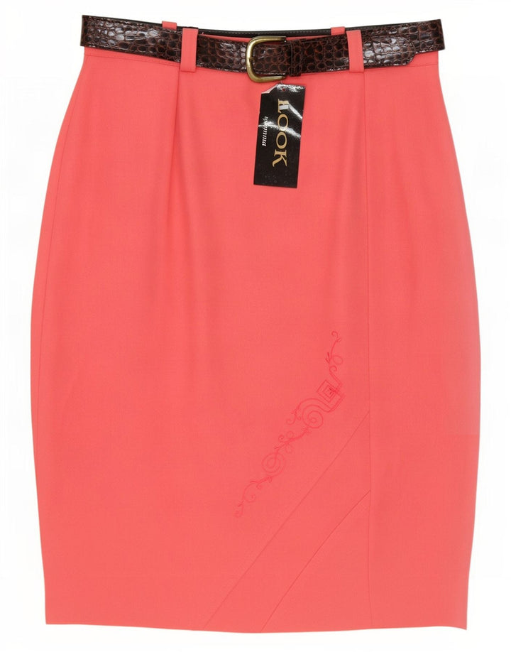 Vintage Womens Pencil Skirt Medium W30 Pink Polyester