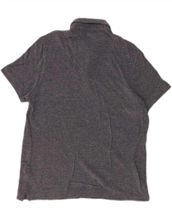 Massimo Dutti Mens Polo Shirt Large Blue Flecked Cotton