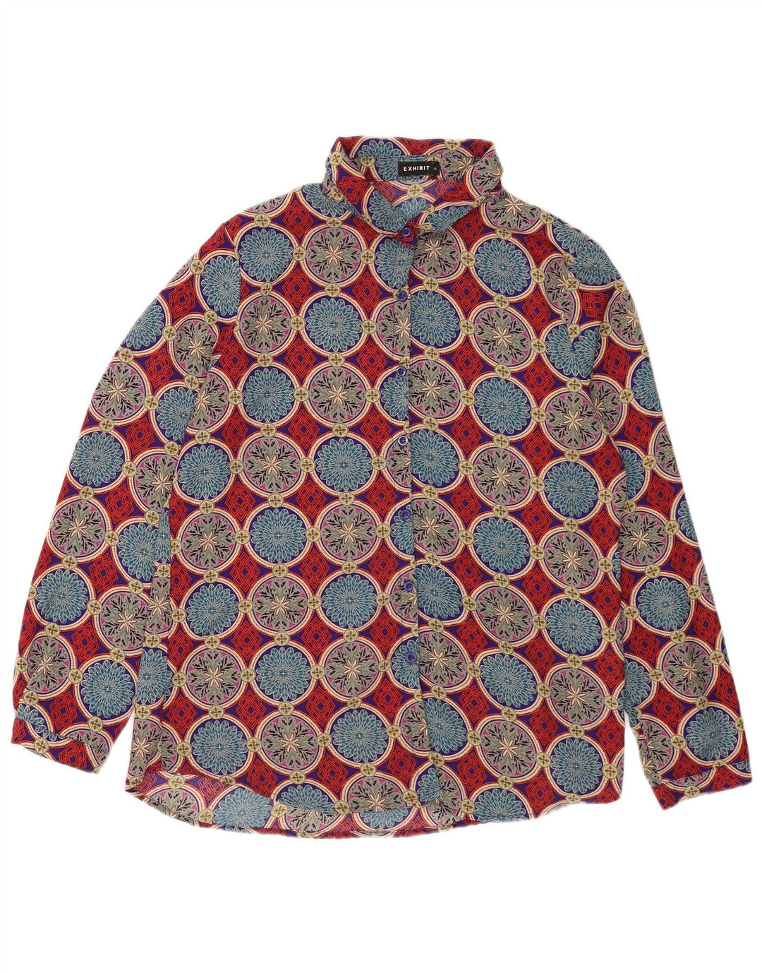 Exibit Womens Shirt Blouse UK 14 Large Multicoloured Geometric Polyester