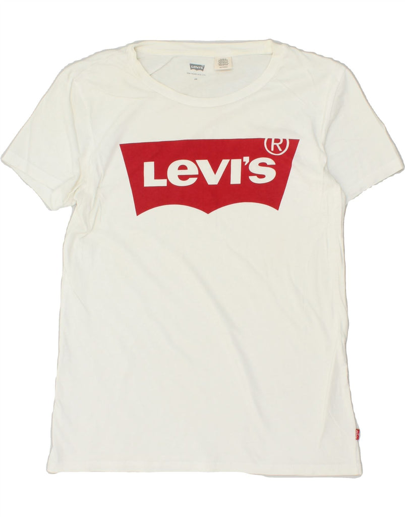 LEVI'S Womens Graphic T-Shirt Top UK 6 XS White | Vintage Levi's | Thrift | Second-Hand Levi's | Used Clothing | Messina Hembry 