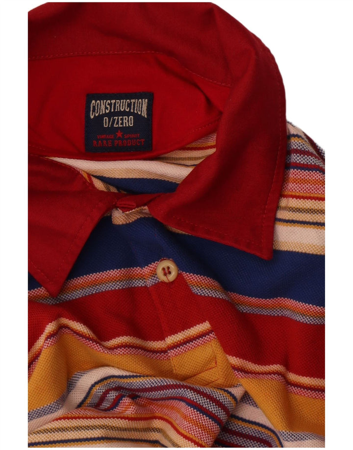 Vintage Mens Long Sleeve Rugby Polo Shirt Medium Multicoloured Striped