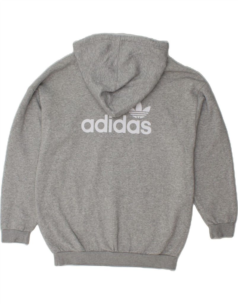 ADIDAS Womens Oversized Graphic Hoodie Jumper UK 14 Large Grey Cotton Vintage Adidas and Second-Hand Adidas from Messina Hembry 