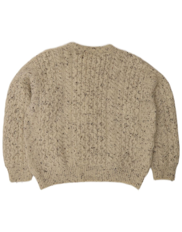 Irish Homecraft Mens Crew Neck Jumper Sweater Large Grey Flecked