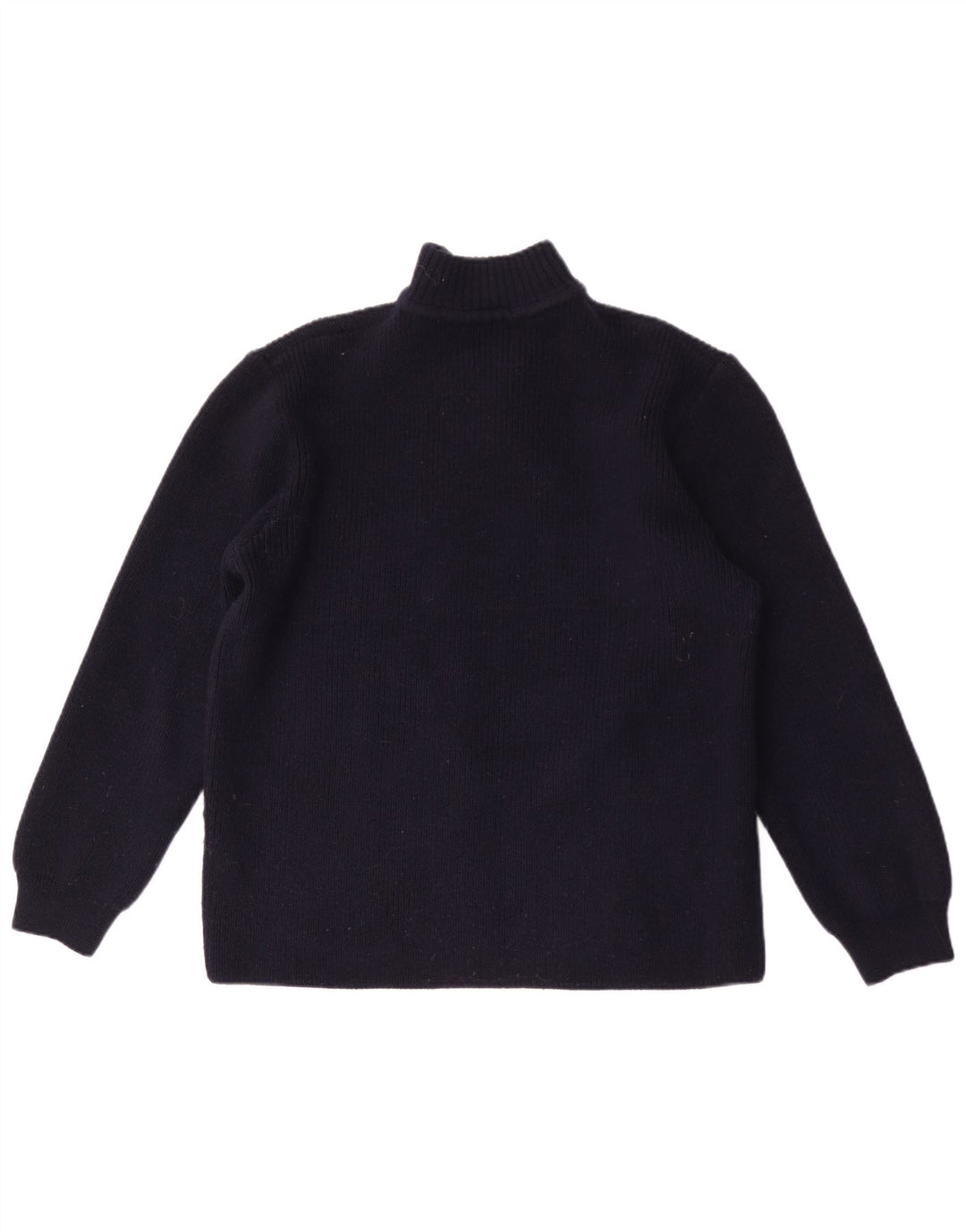 Vintage Mens Button Neck Jumper Sweater Medium Navy Blue