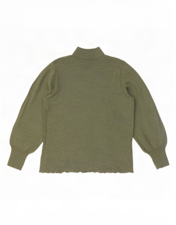 Marks & Spencer Womens Turtle Neck Jumper Sweater UK 14 Medium Green
