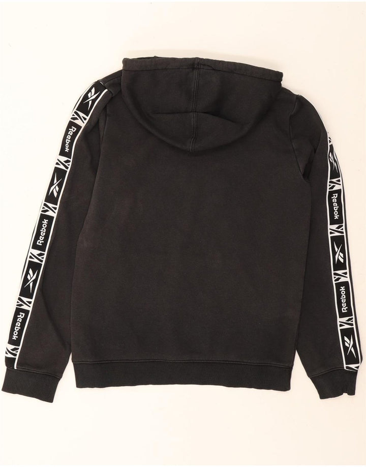 REEBOK Mens Graphic Hoodie Jumper Small Black Cotton Vintage Reebok and Second-Hand Reebok from Messina Hembry 