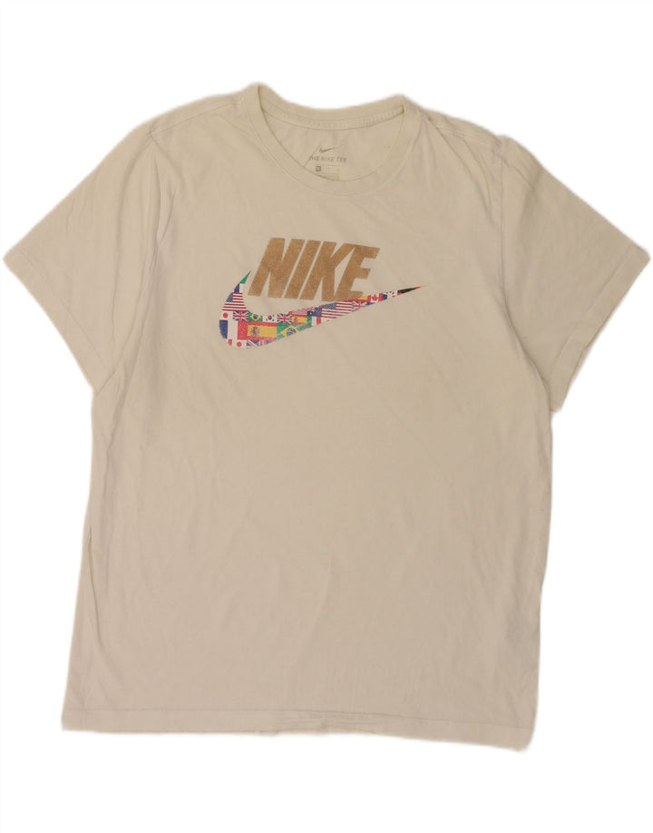Nike Mens Graphic T-Shirt Top XL Off White Cotton