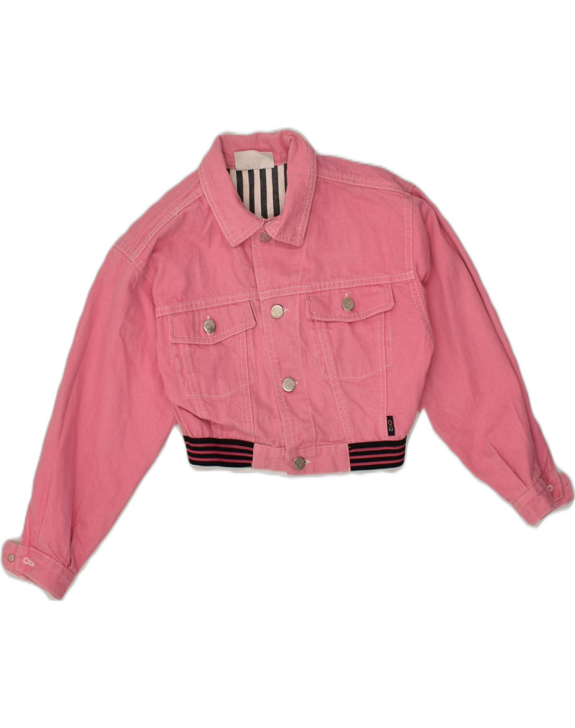 VINTAGE Girls Crop Denim Jacket 10-11 Years Medium Pink Cotton | Vintage Vintage | Thrift | Second-Hand Vintage | Used Clothing | Messina Hembry 