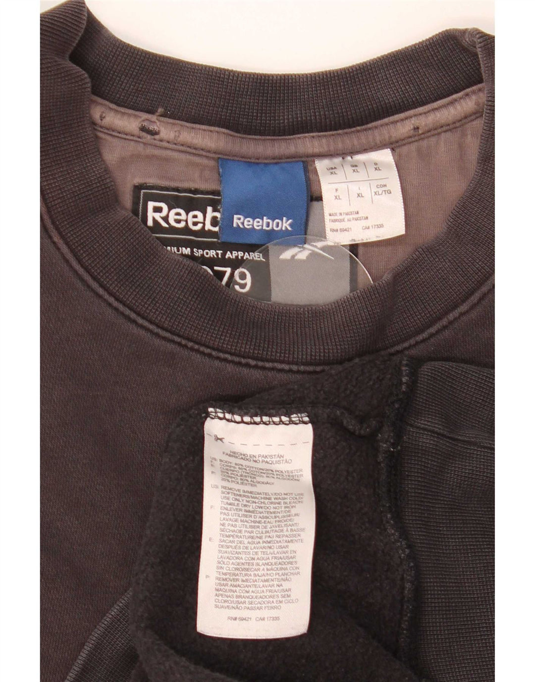 Reebok Mens Sweatshirt Jumper XL Black Cotton