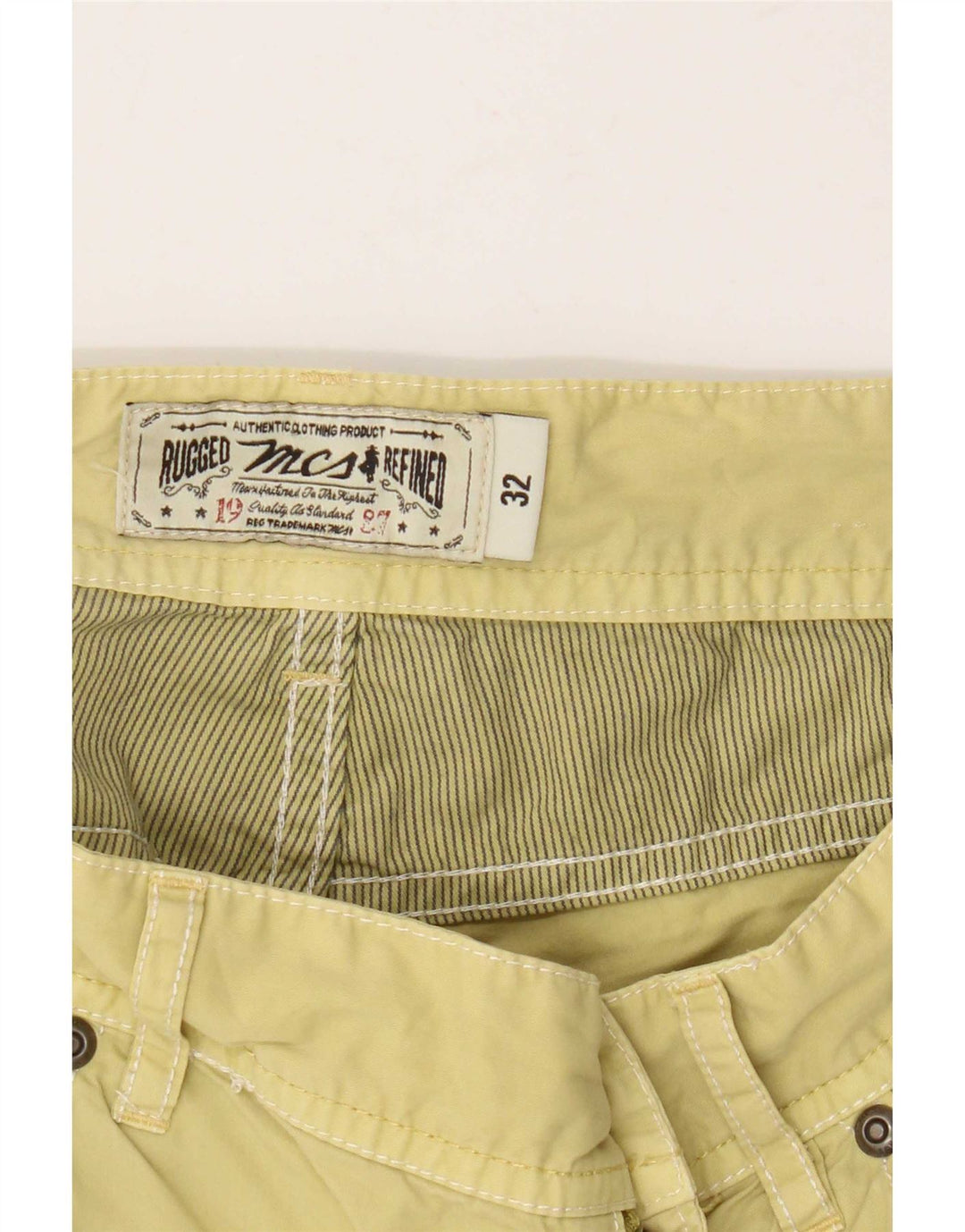 Marlboro Classics Mens Casual Shorts W32 Large Yellow Cotton