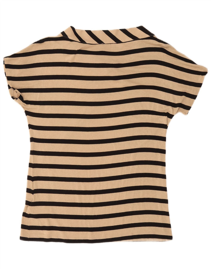 PHASE EIGHT Womens Bow Tie Blouse Top UK 12 Medium  Beige Striped Viscose