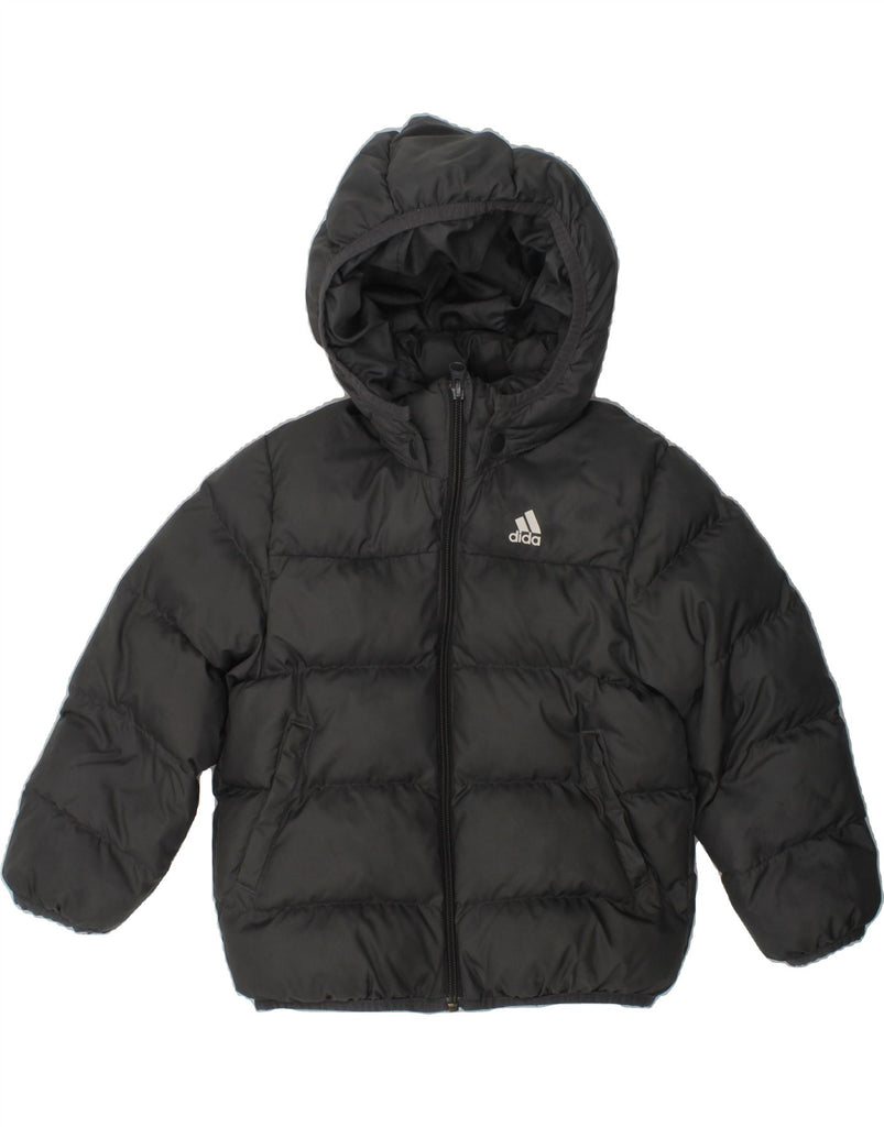 ADIDAS Boys Hooded Padded Jacket 4-5 Years Black Polyester | Vintage Adidas | Thrift | Second-Hand Adidas | Used Clothing | Messina Hembry 