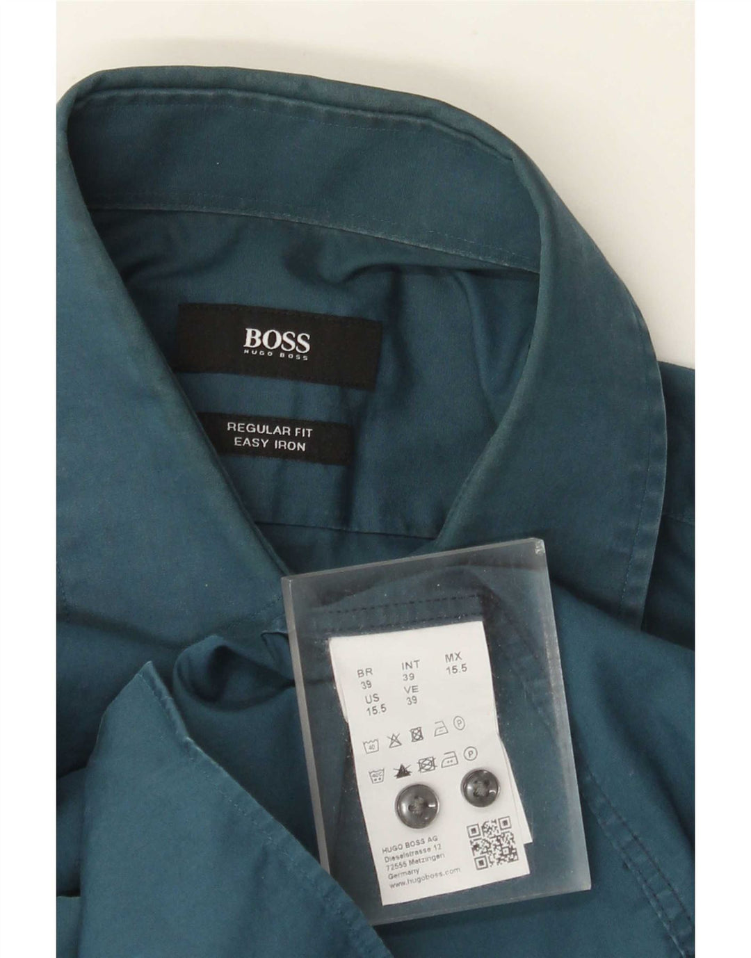 Hugo Boss Mens Regular Fit Shirt Size 39 Medium Blue Cotton