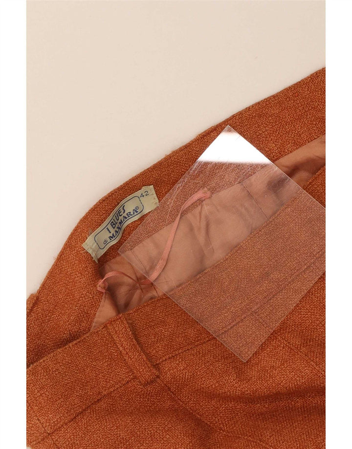 Max Mara Womens Pleated A-Line Skirt IT 42 Medium W28 Orange