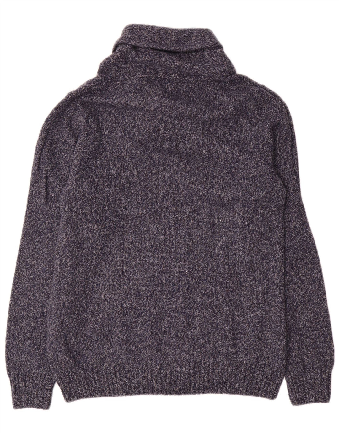 Zara Mens Shawl Neck Jumper Sweater Large Navy Blue Flecked Wool