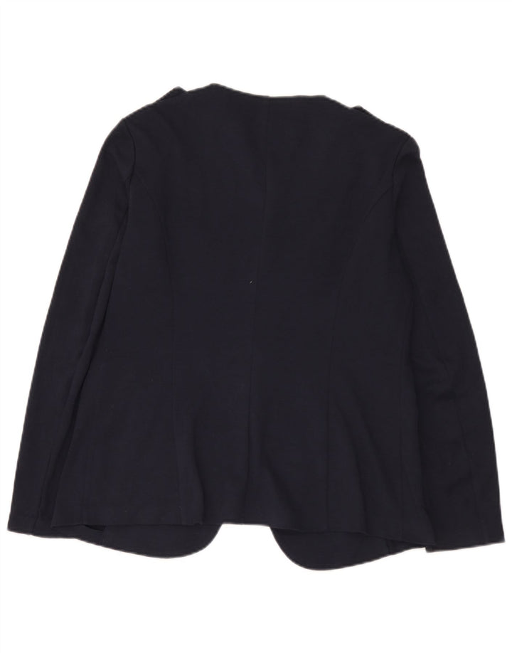 Benetton Womens Military 1 Button Blazer Jacket UK 14 Large Navy Blue