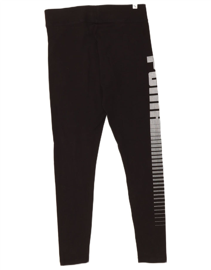Puma Womens Graphic Leggings UK 16 Large Black Cotton