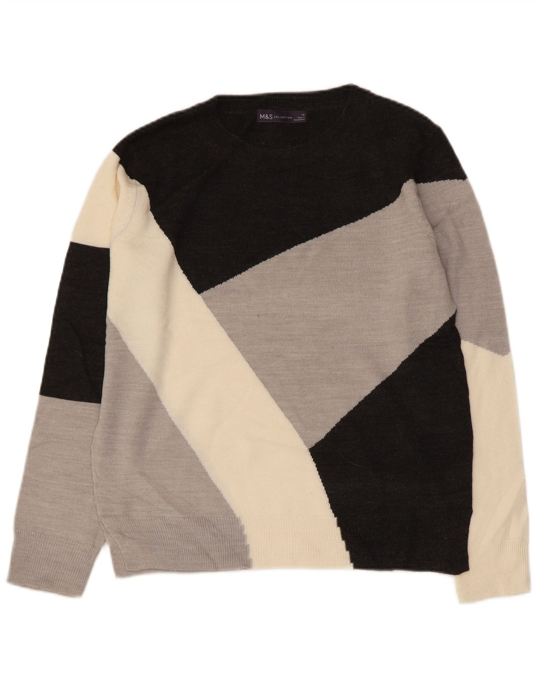 MARKS & SPENCER Womens Boat Neck Jumper Sweater UK 10 Small Multicoloured