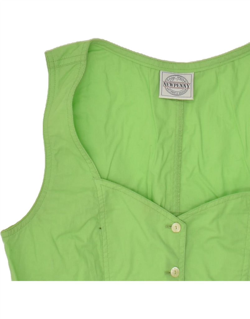 NEW PENNY Womens Crop Sleeveless Shirt Blouse IT 42 Medium Green Cotton | Vintage New Penny | Thrift | Second-Hand New Penny | Used Clothing | Messina Hembry 