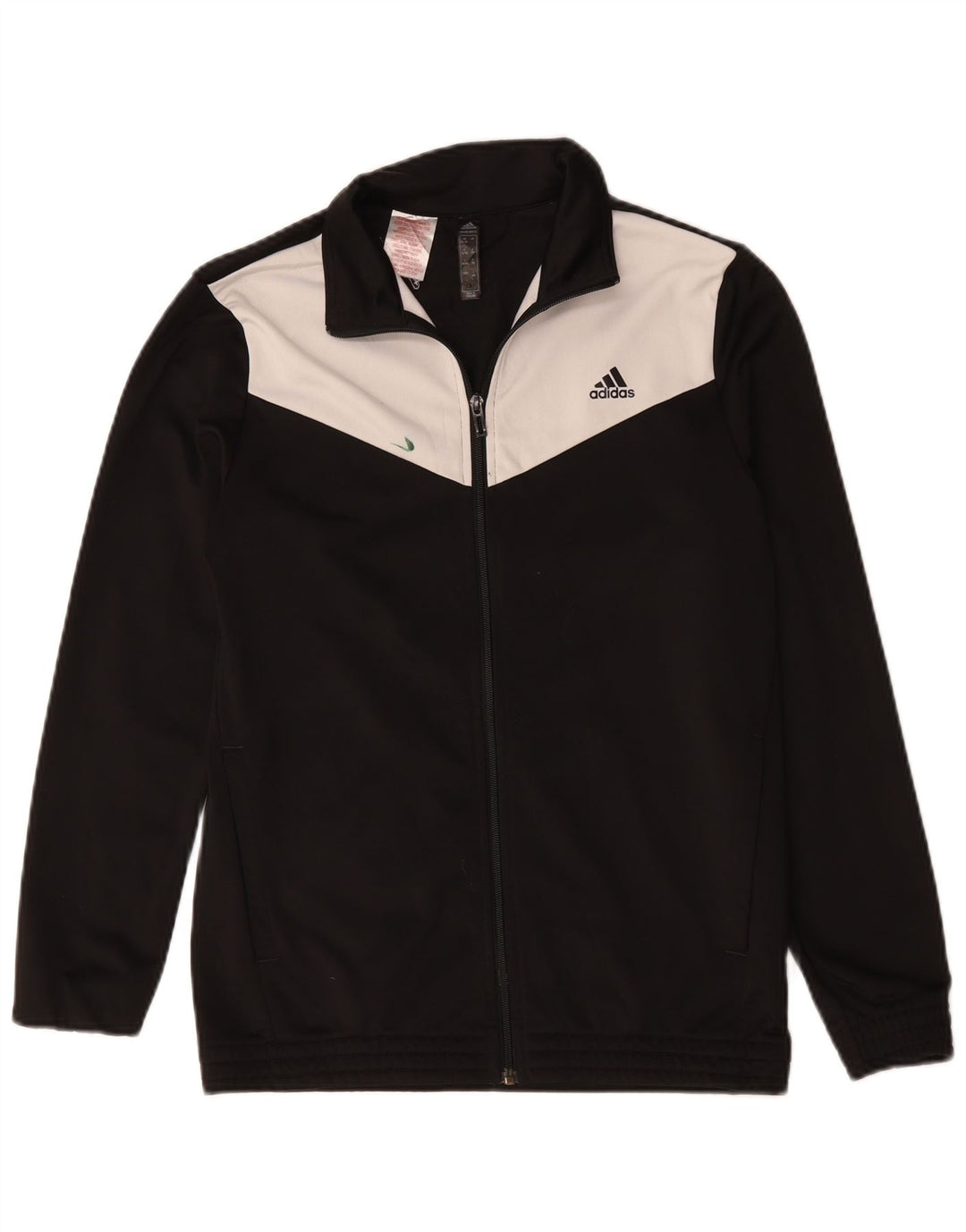 Adidas Boys Tracksuit Top Jacket 14-15 Years Black Colourblock Polyester