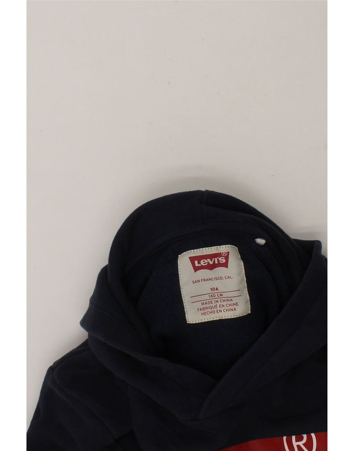 LEVI'S Boys Graphic Hoodie Jumper 9-10 Years Navy Blue Cotton Vintage Levi's and Second-Hand Levi's from Messina Hembry 