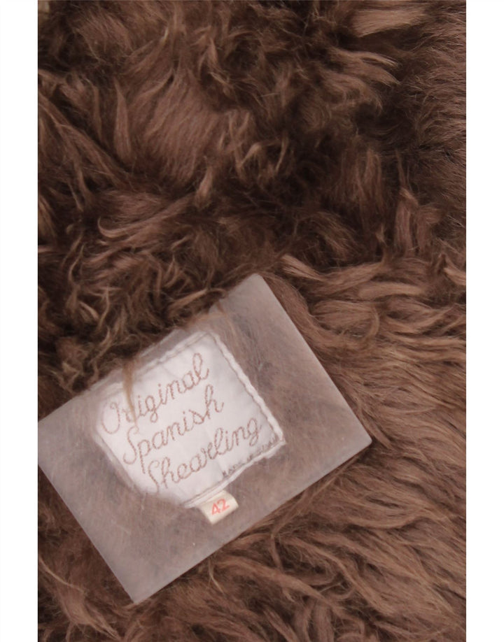 Vintage Womens Shearling Coat EU 42 Large Beige Shearling