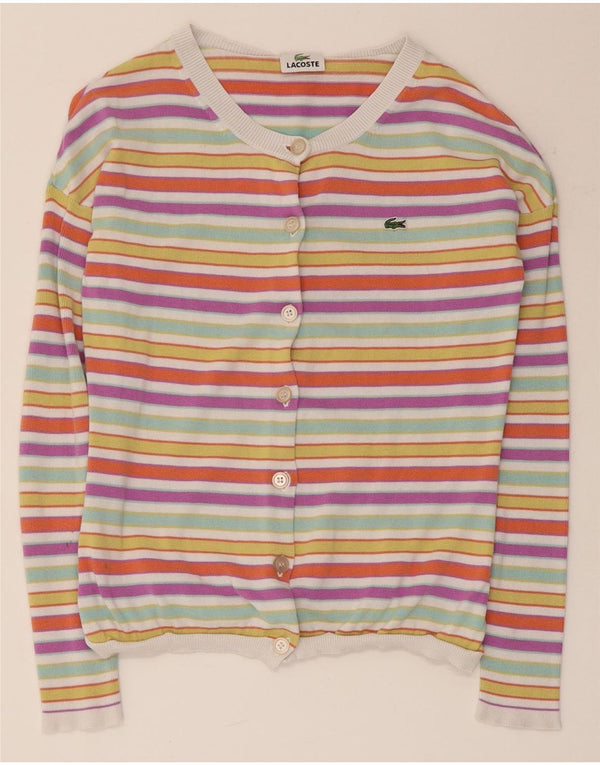 Lacoste Womens Crop Cardigan Sweater Size 36 Small Multicoloured Striped